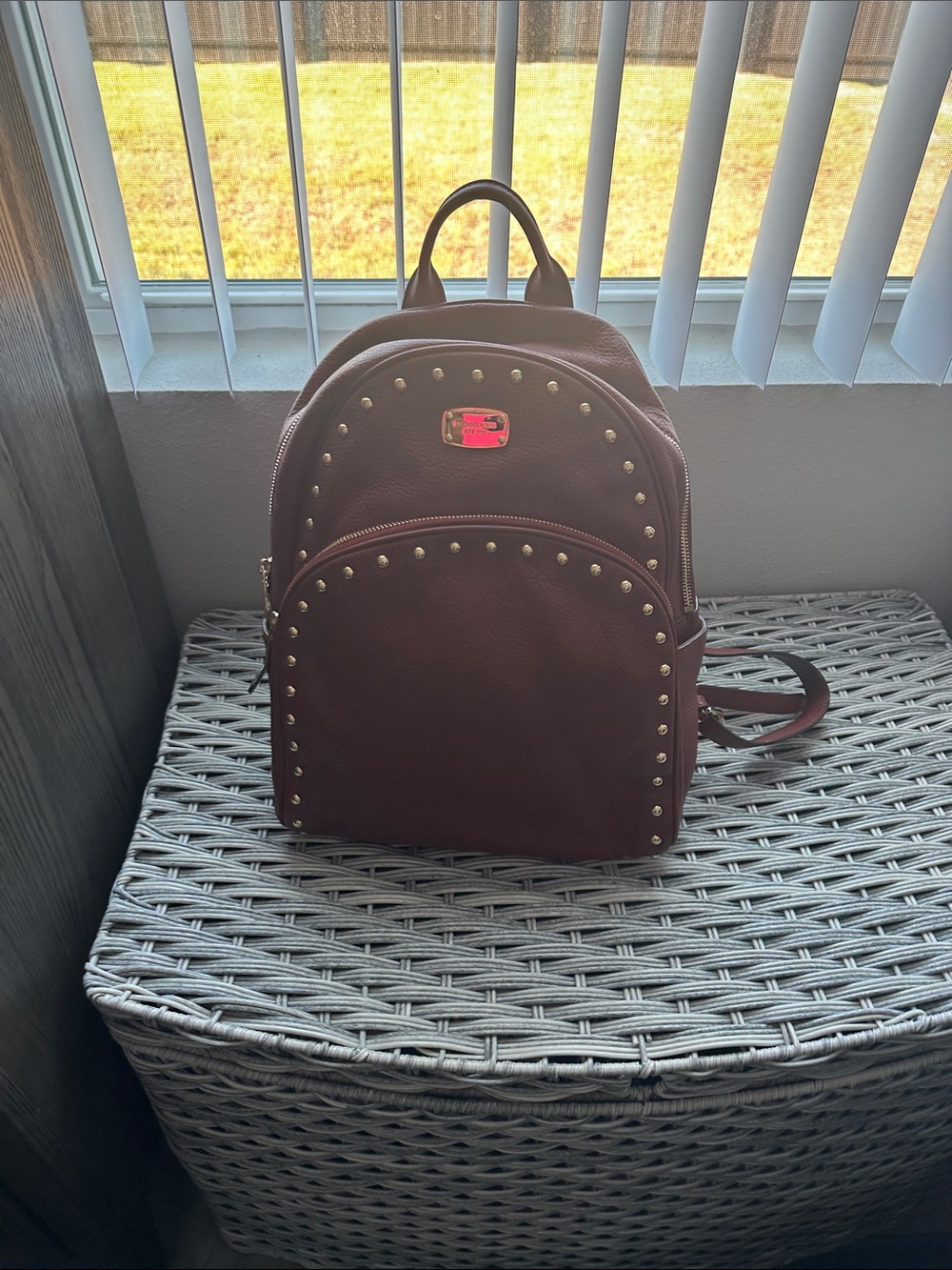 Michael Kors Brown Studded Mini Backpack